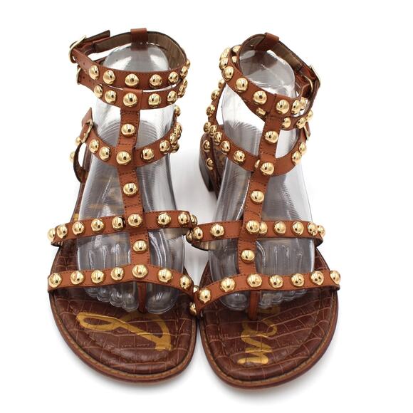Sam Edelman Gladiator Sandal Womens Size 9.5 Studded Flats Leather Eavan - Picture 3 of 8